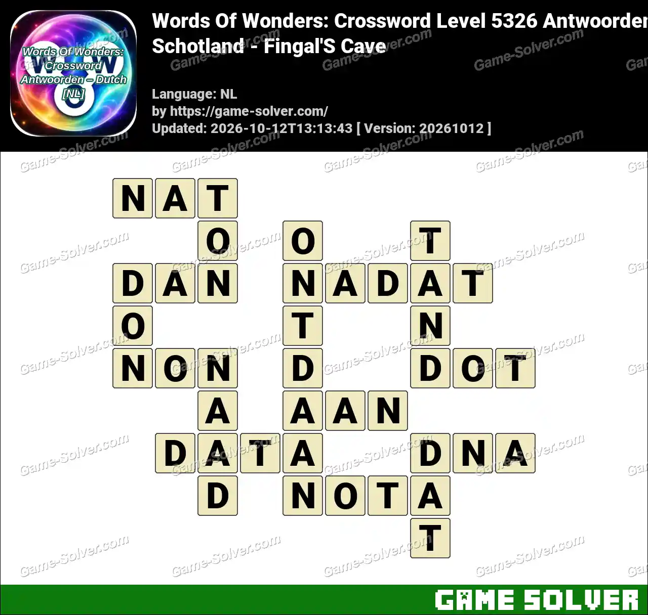 Words Of Wonders: Crossword Level 5326 Antwoorden – Schotland – Fingal’S Cave